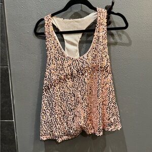 Glamorous Sequin Sleeveless Tank Top - Peach